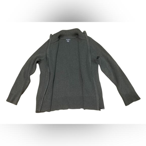 Eddie Bauer Womens XL Gray Cardigan Sweater full zip ribbed Stretchy long sleeve - Picture 3 of 9